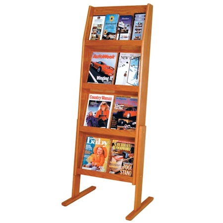 Wooden Mallet 4 x 4 in. Slope 16 Pocket Standing Literature Display Medium Oak LD49-16FSMO